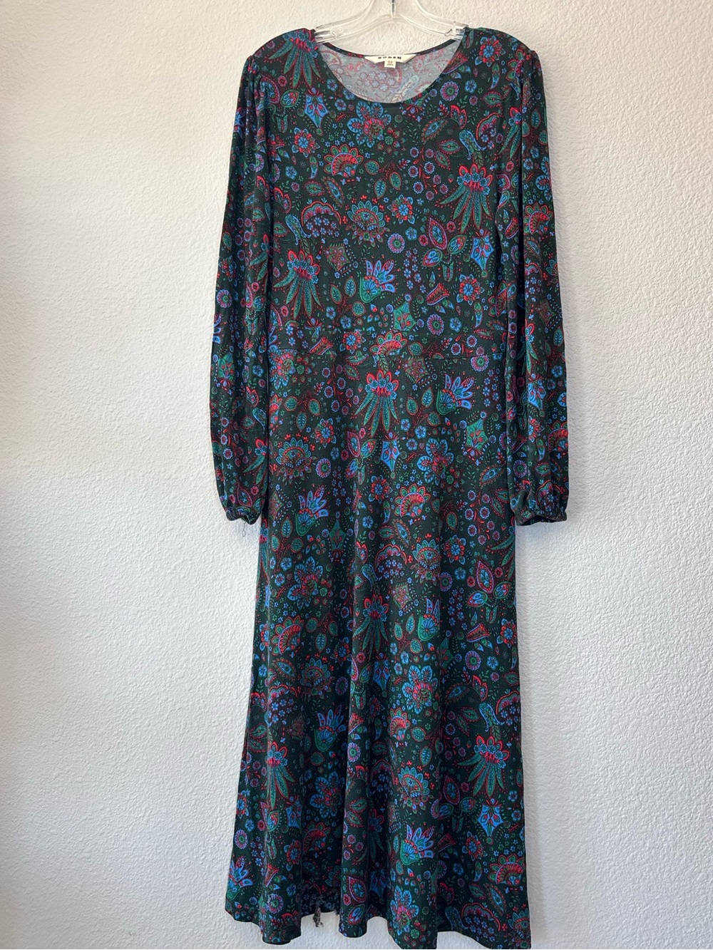 Boden Camille Jersey Midi Dress 8 Long Chatsworth Green Azalea Bloom FLAWED
